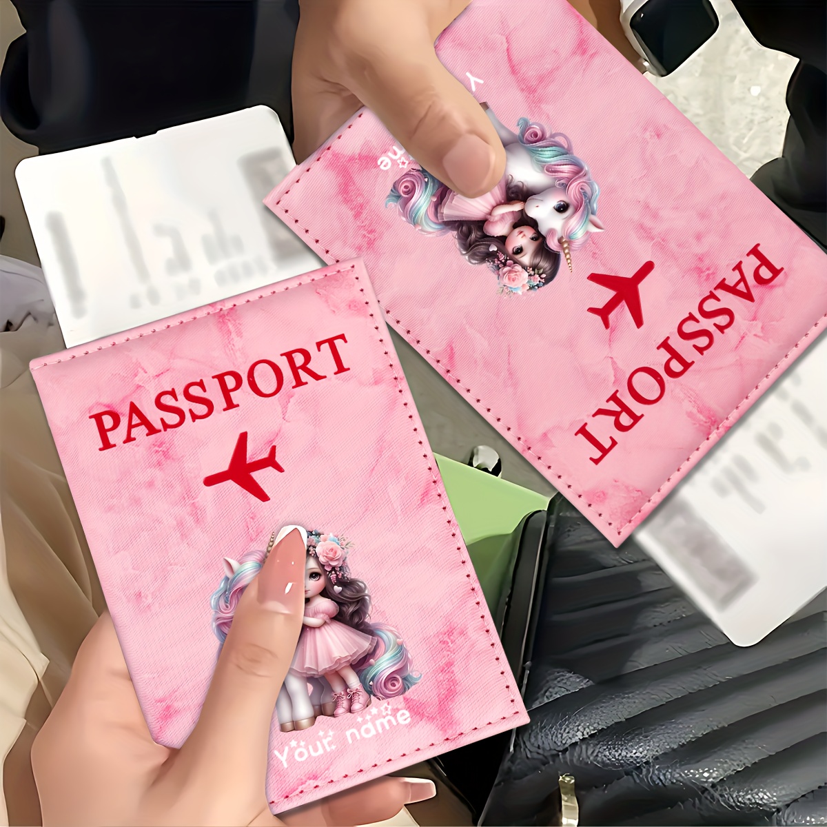 Tech Accessories Travel - Porte-passeport en PU à motif licorne