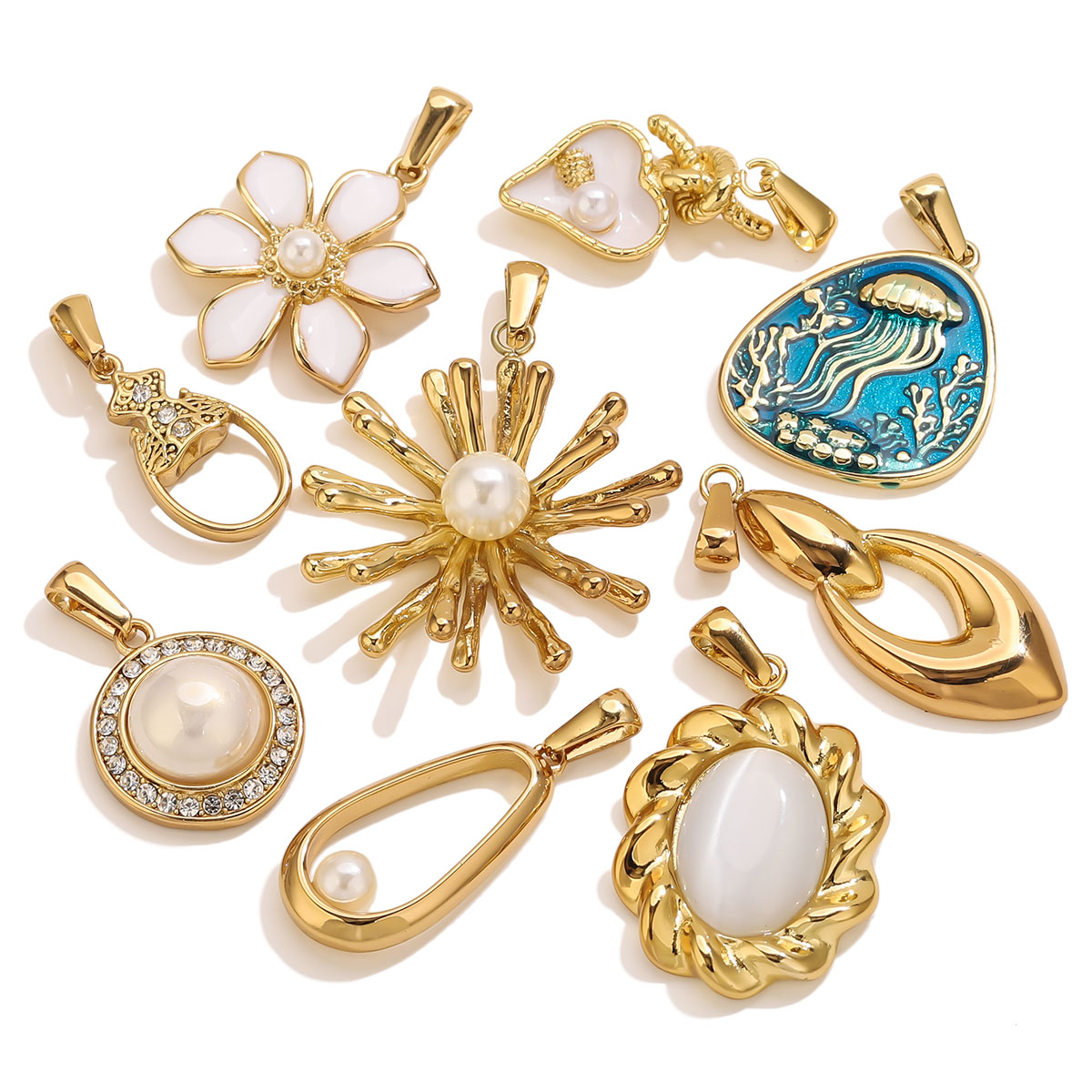 Vintage Tech Accessories - 1 pièce, breloques fleurs en acier