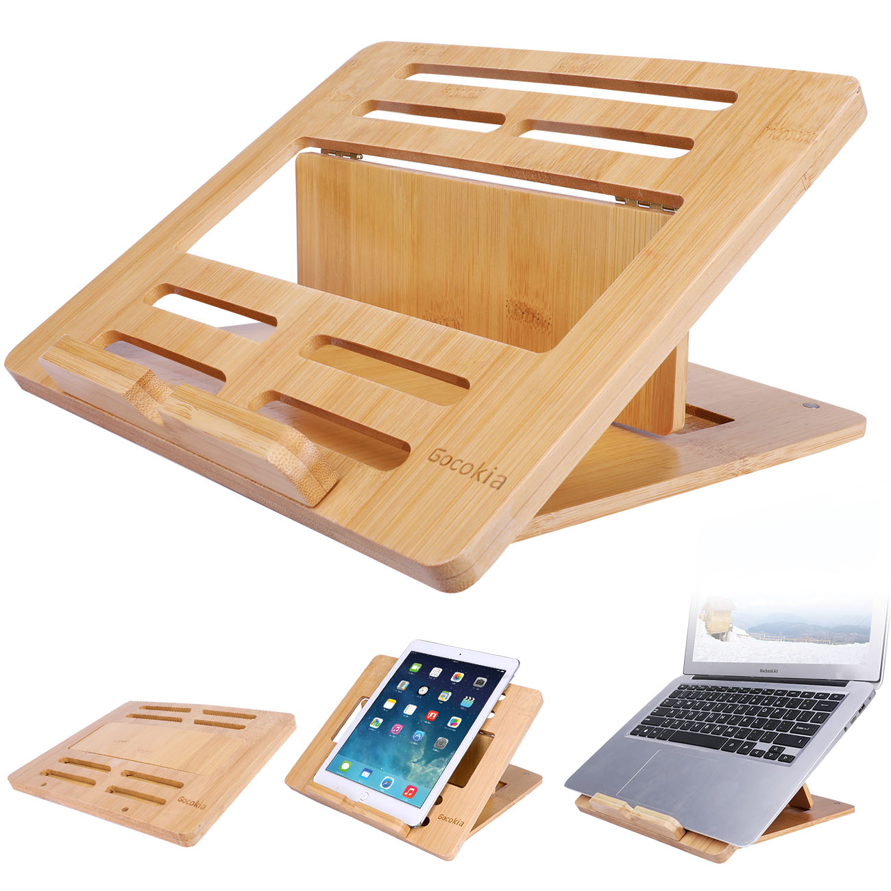 Laptop Stand Bamboo - Support réglable en bambou pour ordinateur